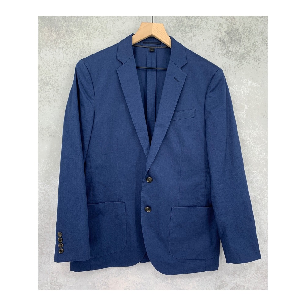 J Crew Ludlow Blazer Mens 38S Blue Cotton Larusmiani Italian Fabric Sport Coat
